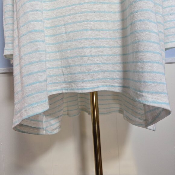 Lane Bryant 22/24 White Black Striped 3/4 sleeve Linen Blend Lightweight Tee - Picture 3 of 11